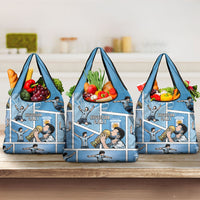 Argentina Football Grocery Bag Goat Comic Style Sun Of May DT05 3-pack One Size Blue - Polynesian Pride
