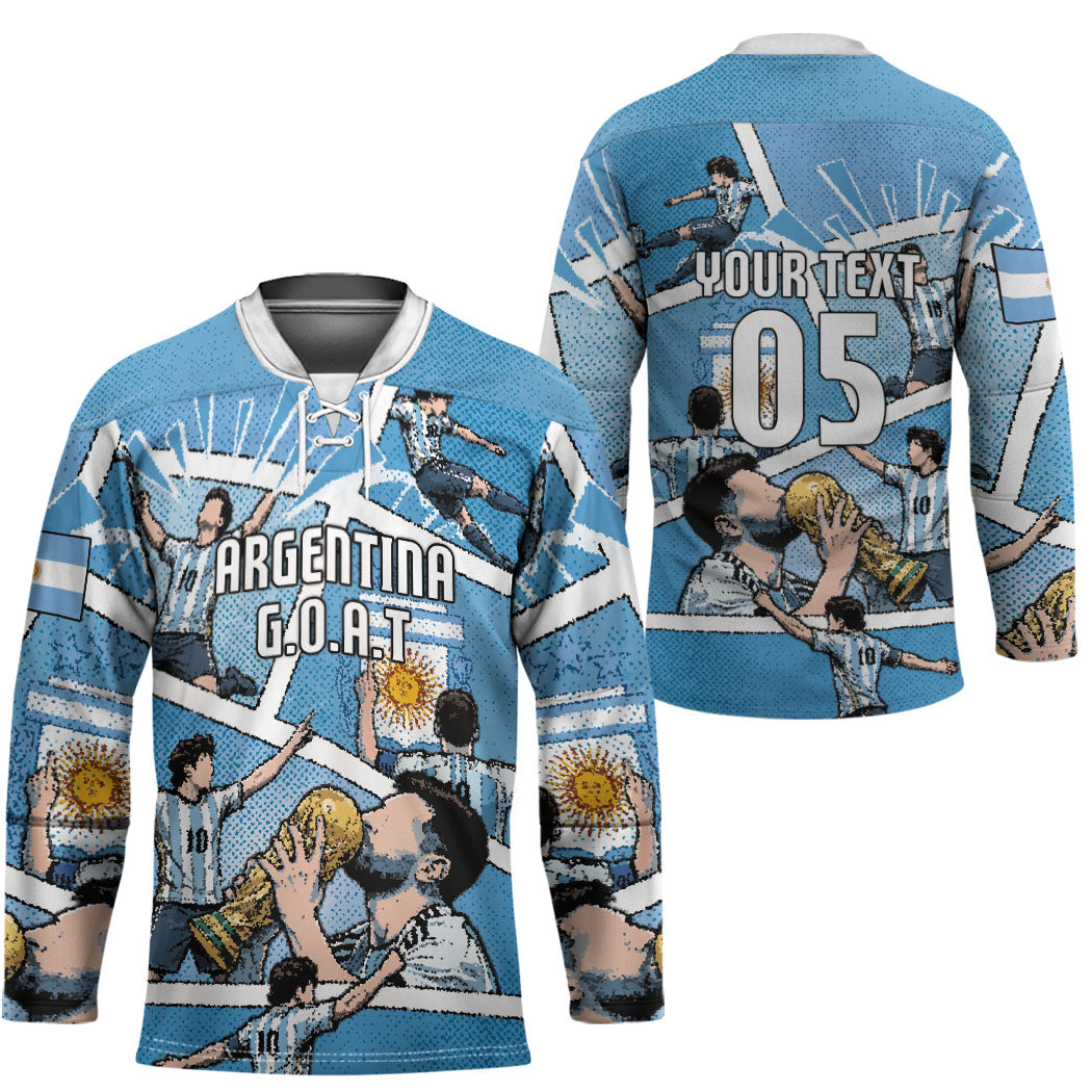 Custom Argentina Football Hockey Jersey Goat Comic Style Sun Of May DT05 - Polynesian Pride