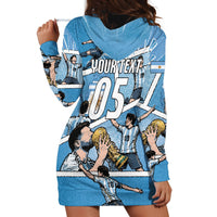 Custom Argentina Football Hoodie Dress Goat Comic Style Sun Of May DT05 - Polynesian Pride