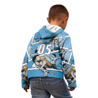 Custom Argentina Football Kid Hoodie Goat Comic Style Sun Of May DT05 - Polynesian Pride