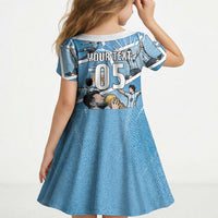 Custom Argentina Football Kid Short Sleeve Dress Goat Comic Style Sun Of May DT05 - Polynesian Pride