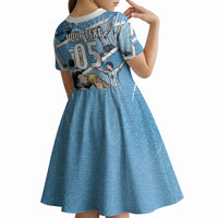 Custom Argentina Football Kid Short Sleeve Dress Goat Comic Style Sun Of May DT05 - Polynesian Pride