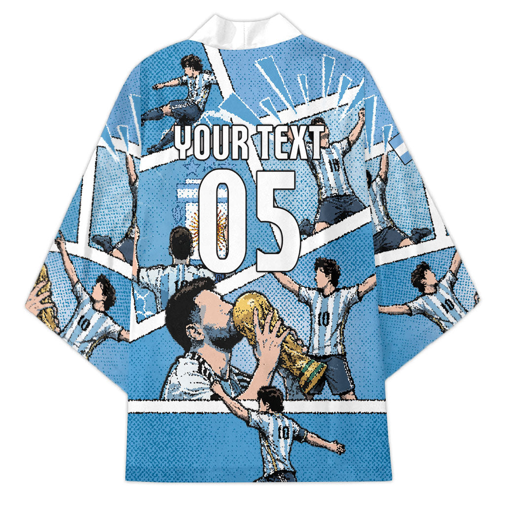 Custom Argentina Football Kimono Goat Comic Style Sun Of May DT05 - Polynesian Pride