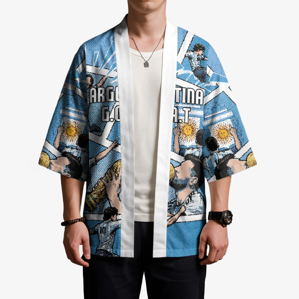 Custom Argentina Football Kimono Goat Comic Style Sun Of May DT05 - Polynesian Pride
