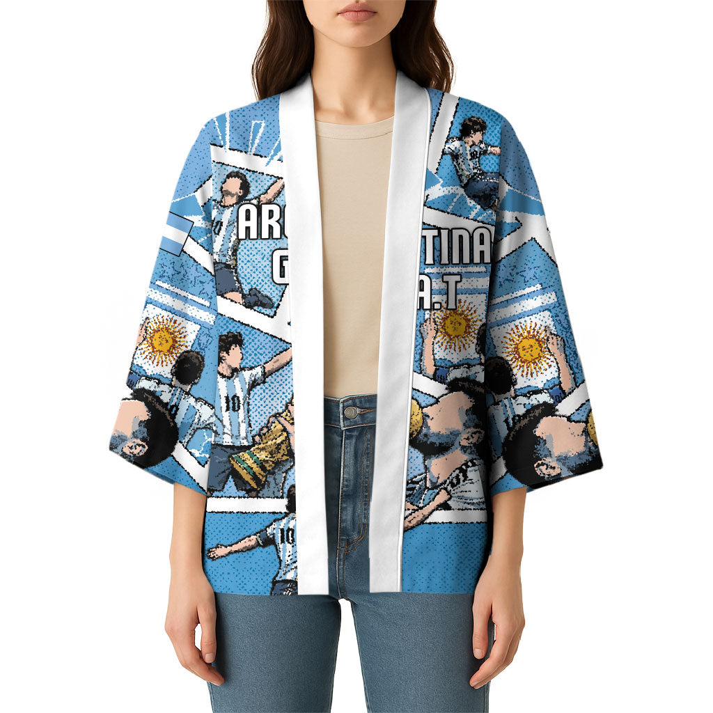 Custom Argentina Football Kimono Goat Comic Style Sun Of May DT05 - Polynesian Pride