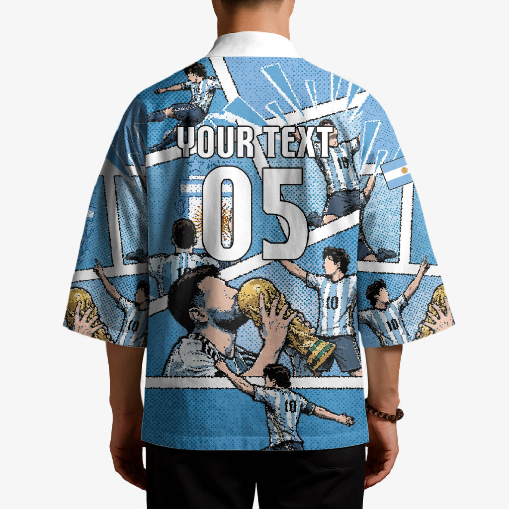 Custom Argentina Football Kimono Goat Comic Style Sun Of May DT05 - Polynesian Pride