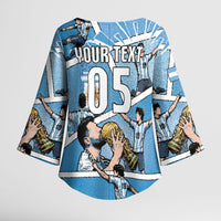 Custom Argentina Football Kimono Sleeve Blouse Goat Comic Style Sun Of May DT05 - Polynesian Pride