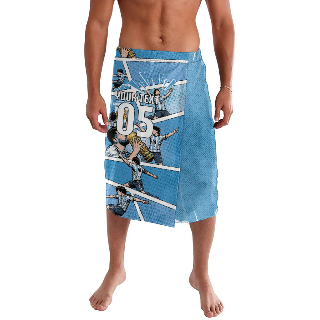 Custom Argentina Football Lavalava Goat Comic Style Sun Of May DT05 Blue - Polynesian Pride