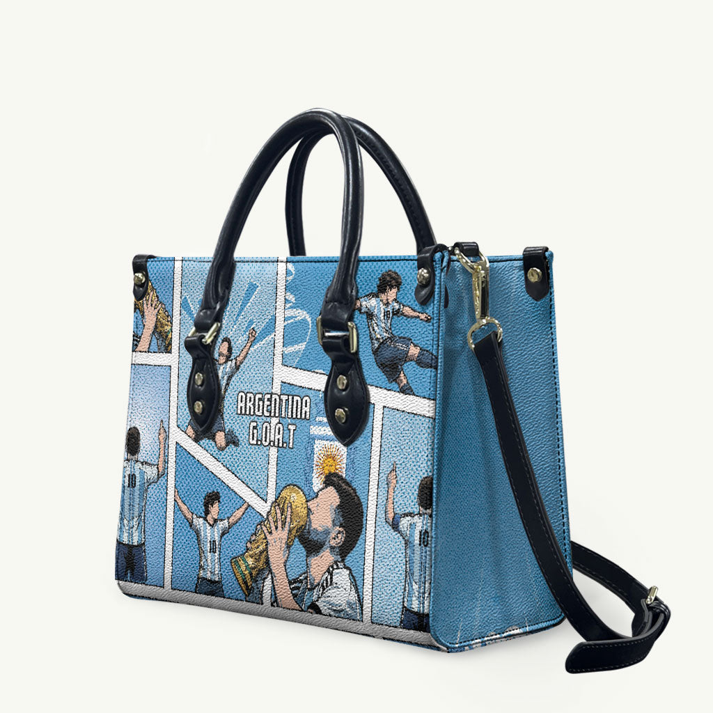 Argentina Football Leather Bag Goat Comic Style Sun Of May DT05 Blue - Polynesian Pride