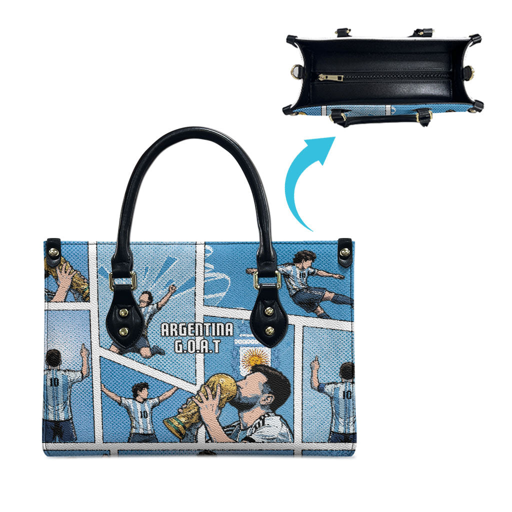 Argentina Football Leather Bag Goat Comic Style Sun Of May DT05 - Polynesian Pride