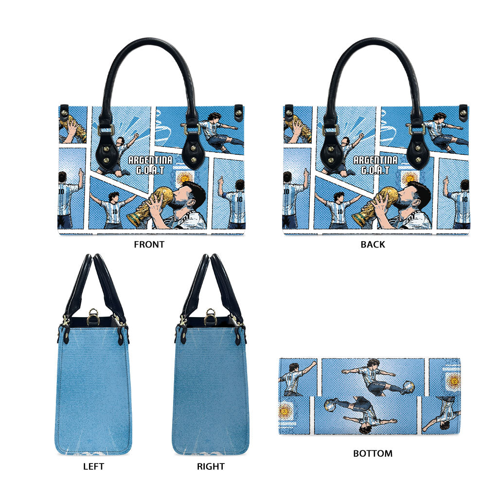 Argentina Football Leather Bag Goat Comic Style Sun Of May DT05 - Polynesian Pride