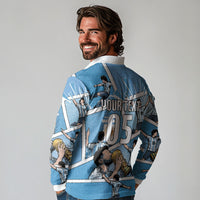 Custom Argentina Football Long Sleeve Polo Shirt Goat Comic Style Sun Of May DT05 - Polynesian Pride