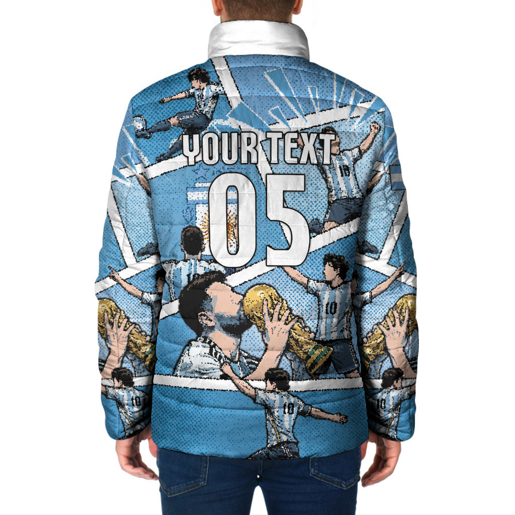 Custom Argentina Football Padded Jacket Goat Comic Style Sun Of May DT05 - Polynesian Pride