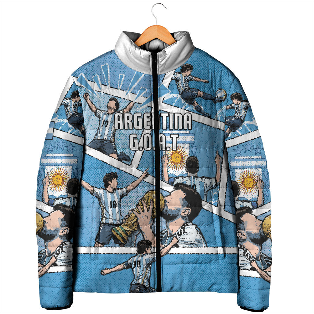Custom Argentina Football Padded Jacket Goat Comic Style Sun Of May DT05 - Polynesian Pride