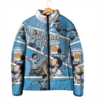 Custom Argentina Football Padded Jacket Goat Comic Style Sun Of May DT05 - Polynesian Pride