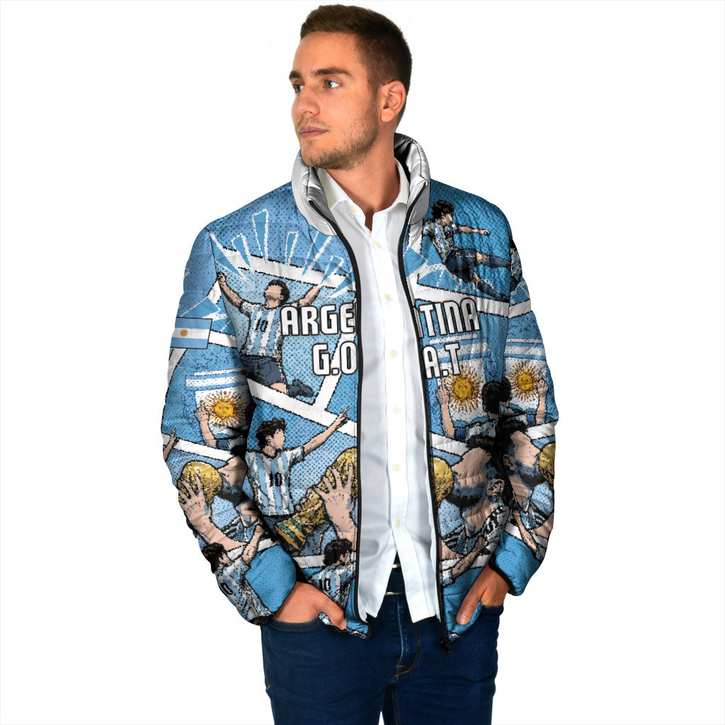 Custom Argentina Football Padded Jacket Goat Comic Style Sun Of May DT05 - Polynesian Pride