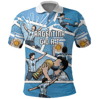 Custom Argentina Football Polo Shirt Goat Comic Style Sun Of May DT05 Blue - Polynesian Pride