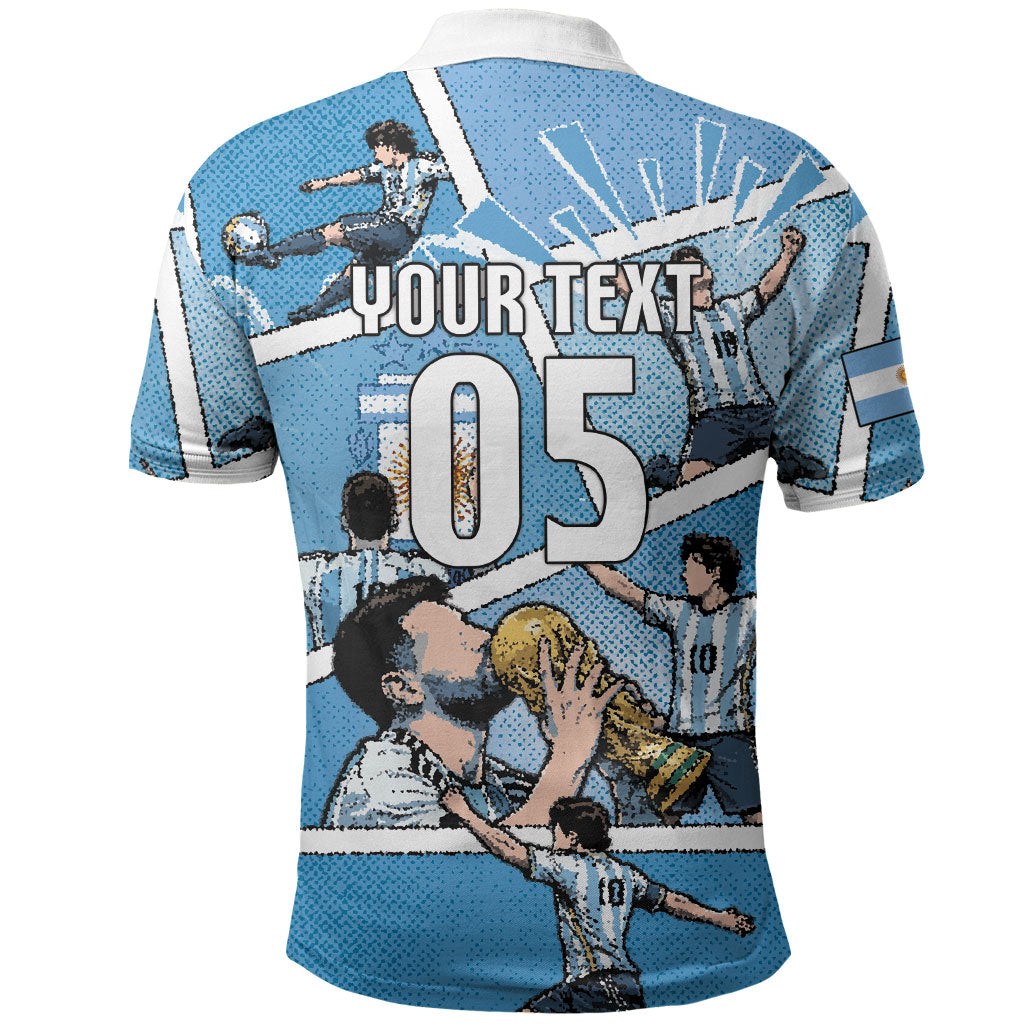 Custom Argentina Football Polo Shirt Goat Comic Style Sun Of May DT05 - Polynesian Pride