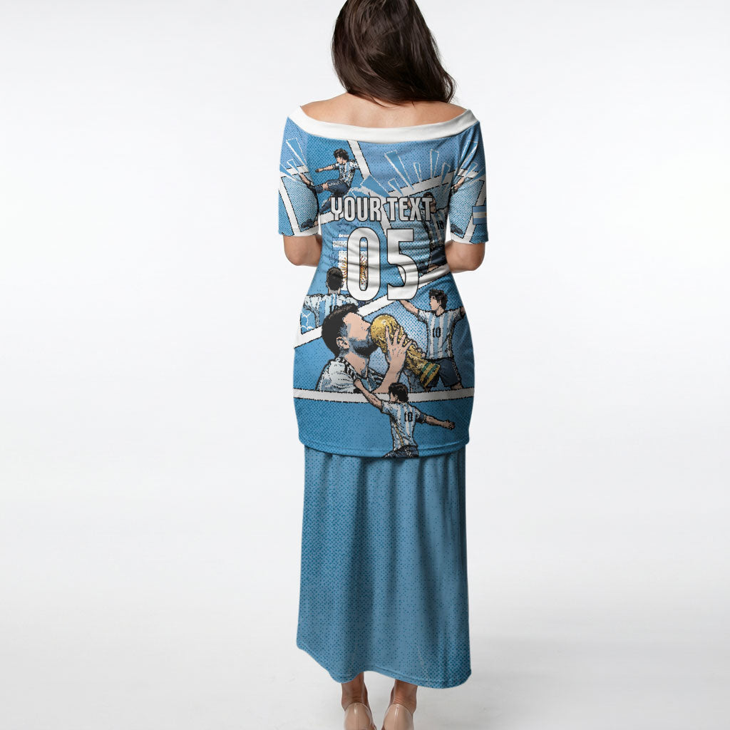 Custom Argentina Football Puletasi Goat Comic Style Sun Of May DT05 - Polynesian Pride