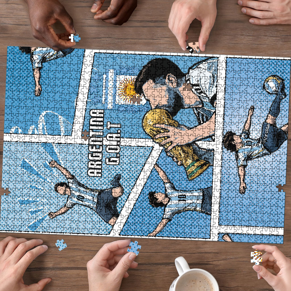 Argentina Football Puzzle Goat Comic Style Sun Of May DT05 - Polynesian Pride