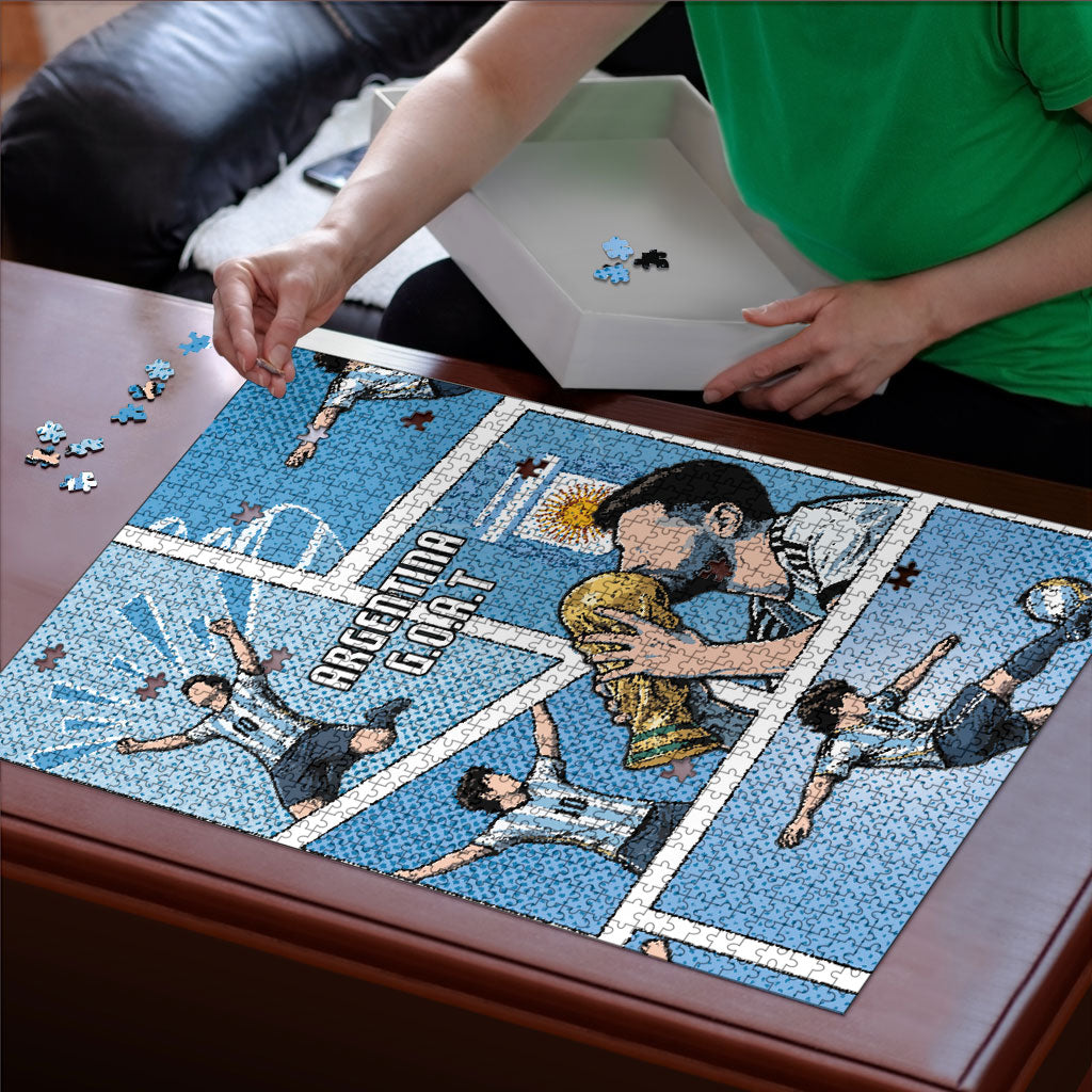 Argentina Football Puzzle Goat Comic Style Sun Of May DT05 - Polynesian Pride