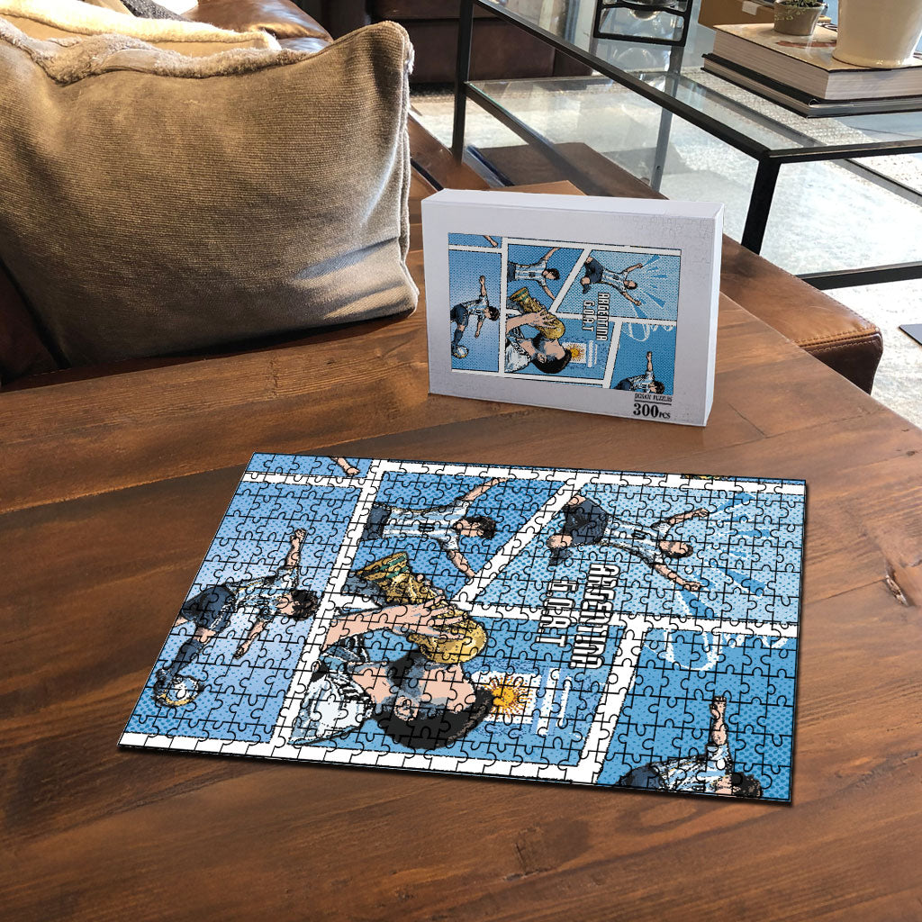 Argentina Football Puzzle Goat Comic Style Sun Of May DT05 - Polynesian Pride