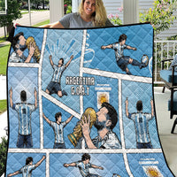 Argentina Football Quilt Goat Comic Style Sun Of May DT05 Blue - Polynesian Pride