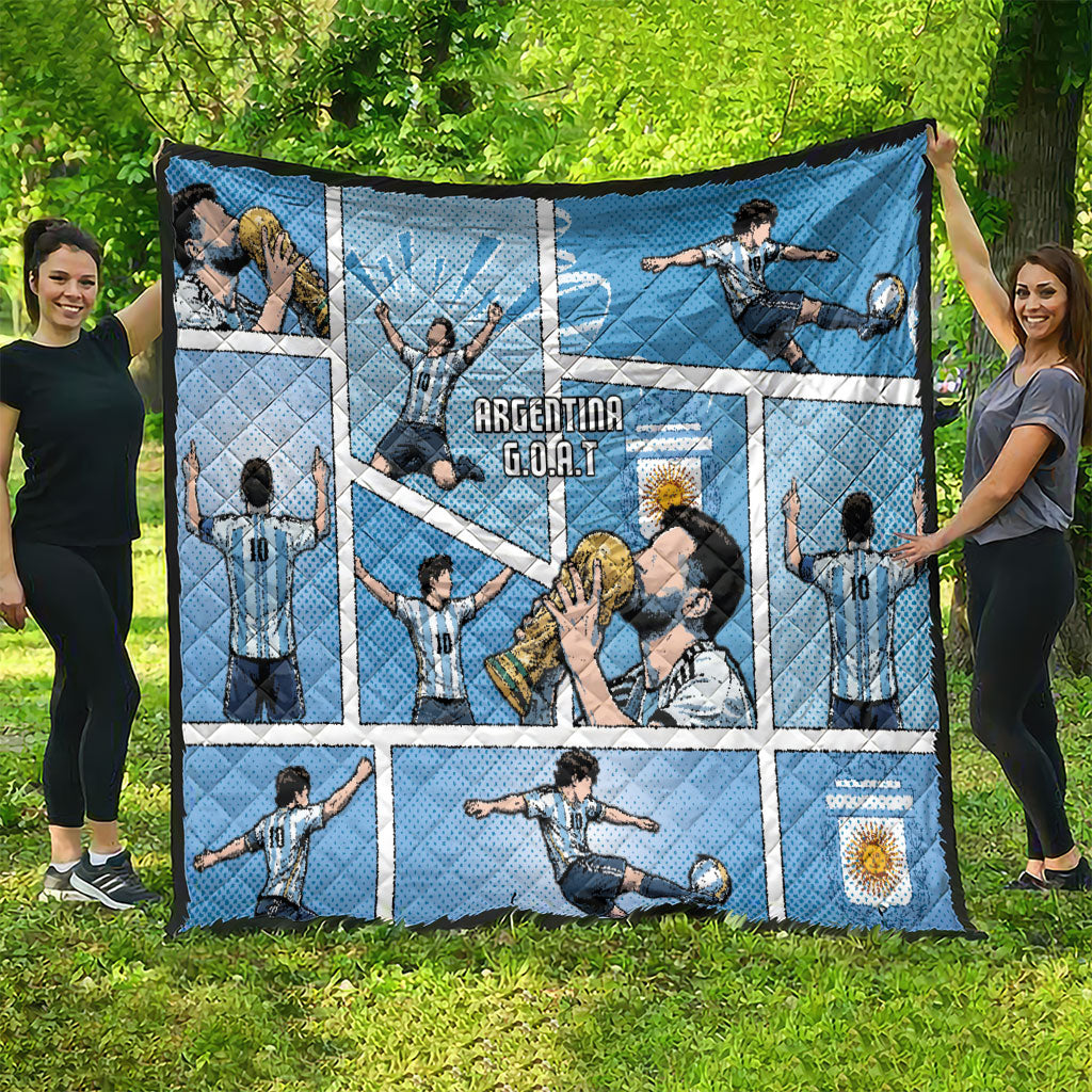 Argentina Football Quilt Goat Comic Style Sun Of May DT05 - Polynesian Pride