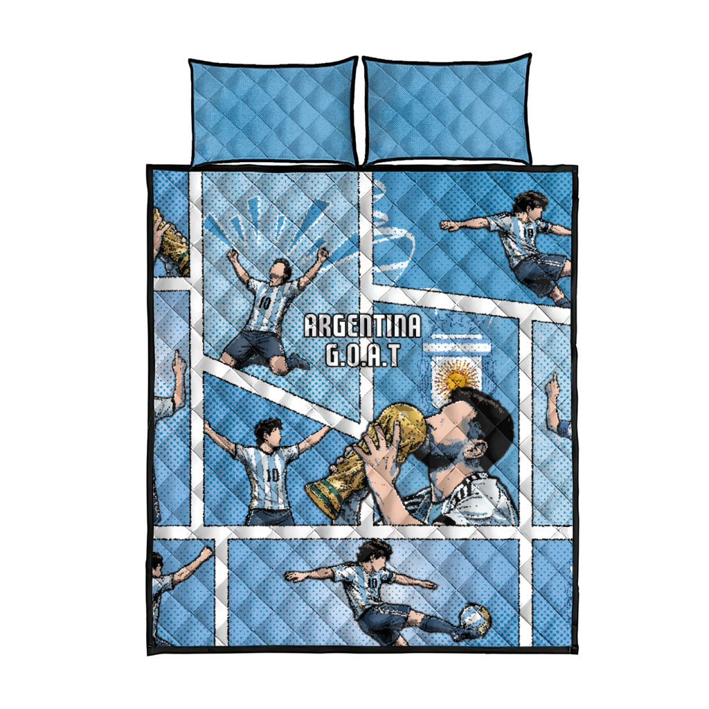 Argentina Football Quilt Bed Set Goat Comic Style Sun Of May DT05 - Polynesian Pride