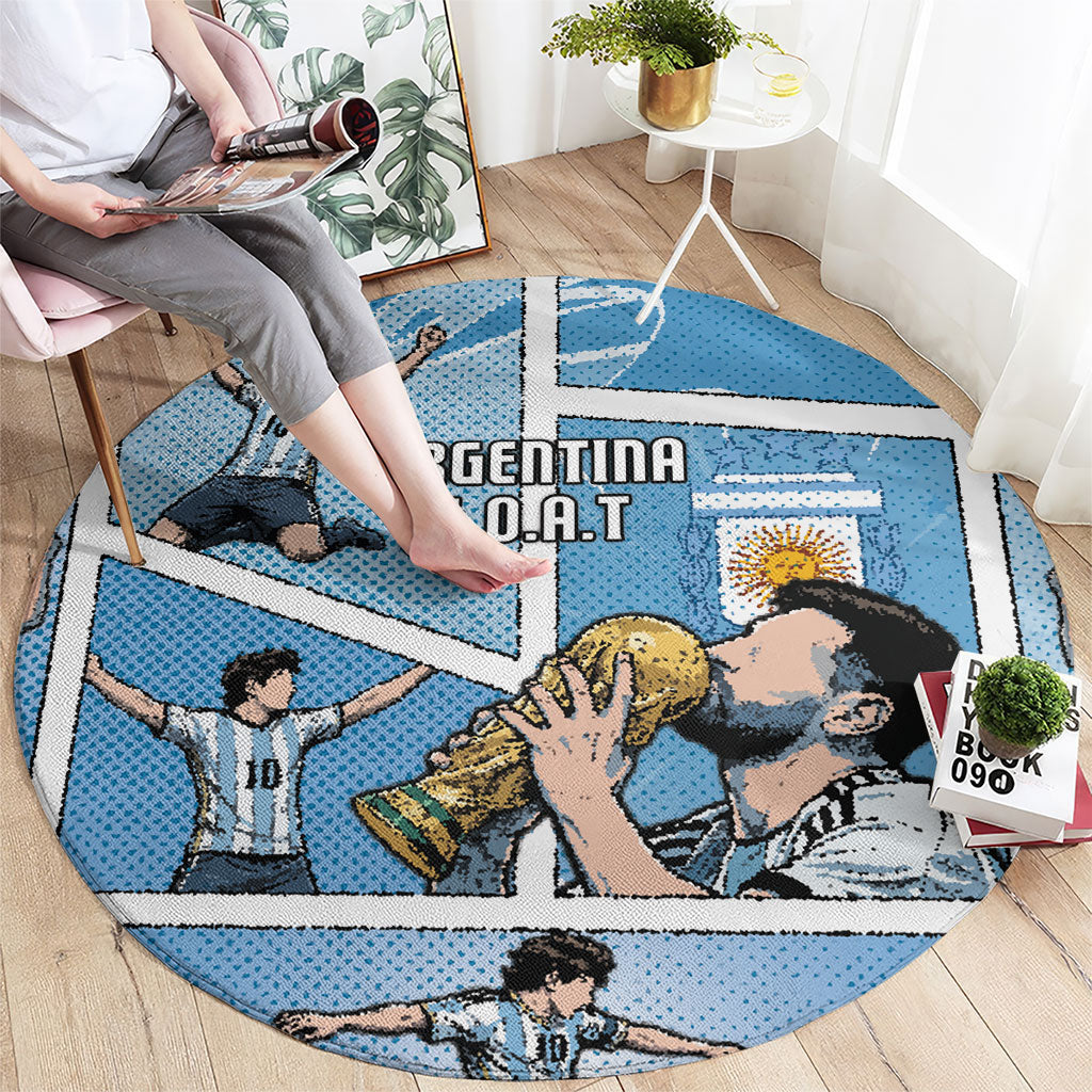 Argentina Football Round Carpet Goat Comic Style Sun Of May DT05 - Polynesian Pride