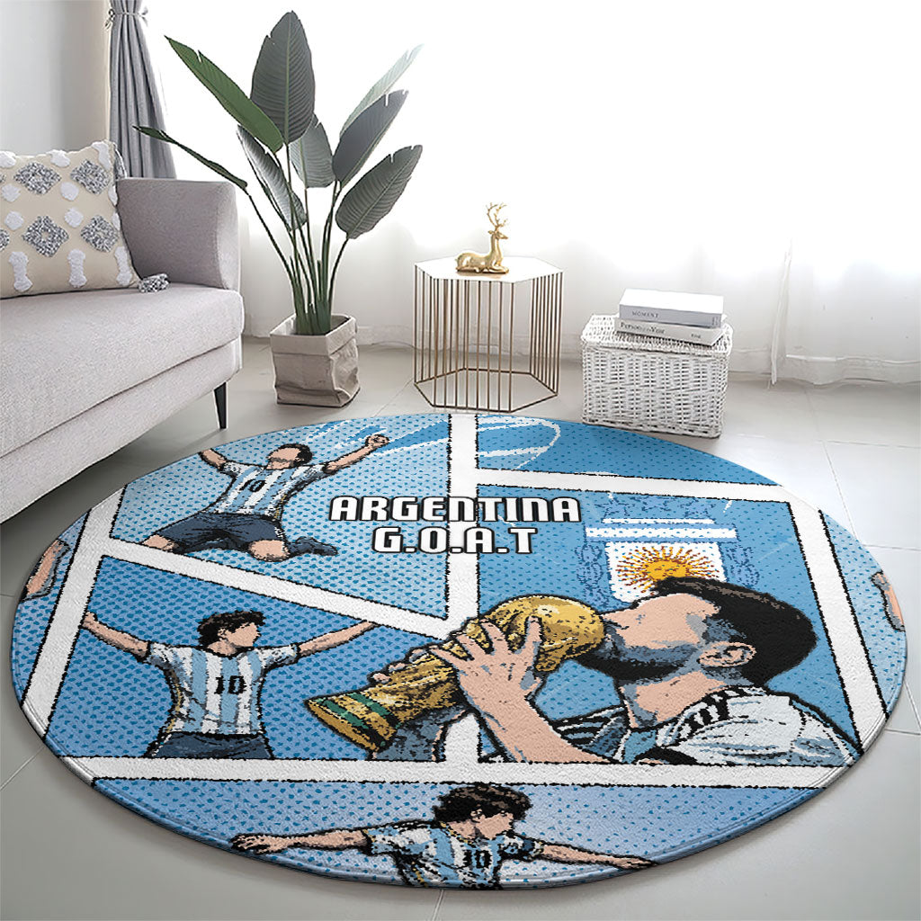 Argentina Football Round Carpet Goat Comic Style Sun Of May DT05 - Polynesian Pride