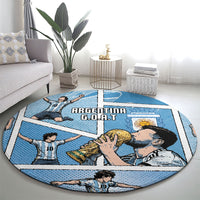 Argentina Football Round Carpet Goat Comic Style Sun Of May DT05 - Polynesian Pride