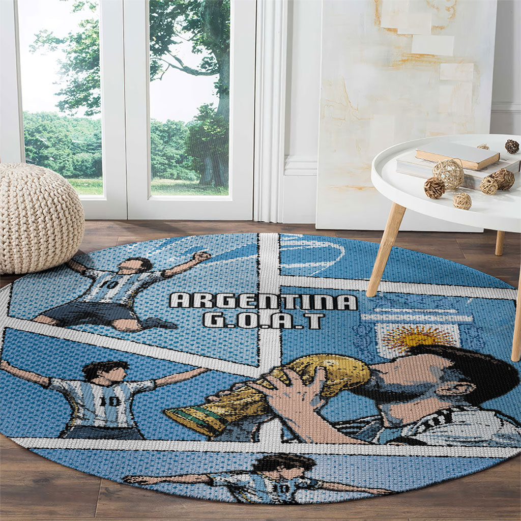 Argentina Football Round Carpet Goat Comic Style Sun Of May DT05 - Polynesian Pride