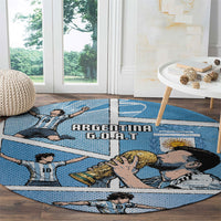 Argentina Football Round Carpet Goat Comic Style Sun Of May DT05 - Polynesian Pride