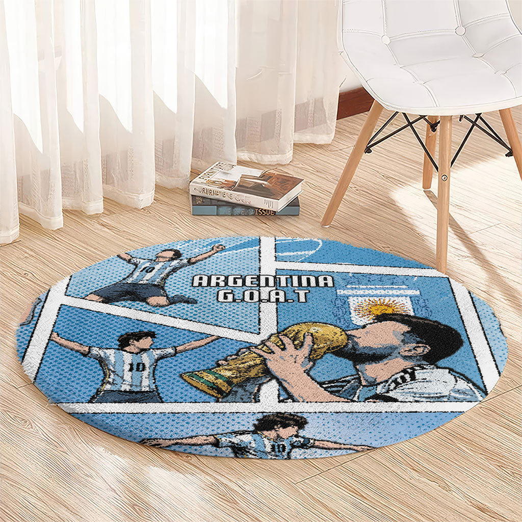 Argentina Football Round Carpet Goat Comic Style Sun Of May DT05 - Polynesian Pride