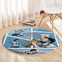 Argentina Football Round Carpet Goat Comic Style Sun Of May DT05 - Polynesian Pride