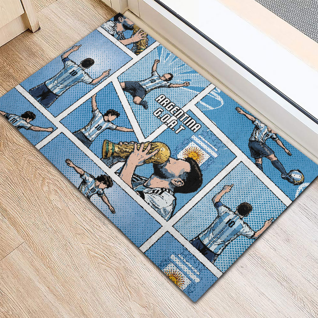 Argentina Football Rubber Doormat Goat Comic Style Sun Of May DT05 - Polynesian Pride