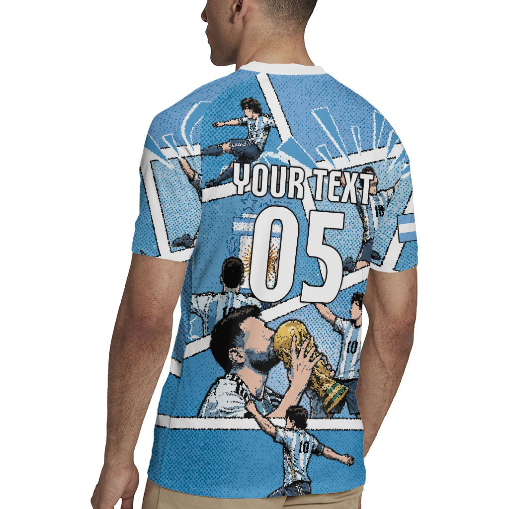 Custom Argentina Football Rugby Jersey Goat Comic Style Sun Of May DT05 - Polynesian Pride