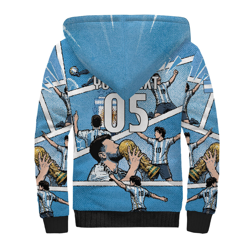 Custom Argentina Football Sherpa Hoodie Goat Comic Style Sun Of May DT05 - Polynesian Pride