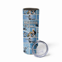 Custom Argentina Football Skinny Tumbler Goat Comic Style Sun Of May DT05 - Polynesian Pride