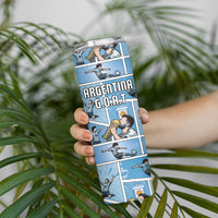 Custom Argentina Football Skinny Tumbler Goat Comic Style Sun Of May DT05 - Polynesian Pride