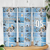 Custom Argentina Football Skinny Tumbler Goat Comic Style Sun Of May DT05 - Polynesian Pride