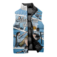 Custom Argentina Football Sleeveless Puffer Jacket Goat Comic Style Sun Of May DT05 - Polynesian Pride
