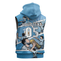 Custom Argentina Football Sleeveless Zip Hoodie Goat Comic Style Sun Of May DT05 - Polynesian Pride