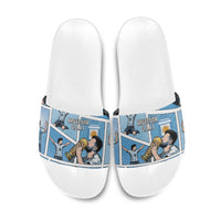 Argentina Football Slide Sandals Goat Comic Style Sun Of May DT05 Blue - Polynesian Pride