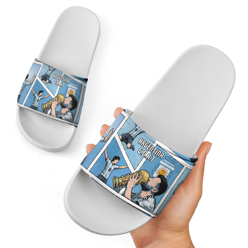 Argentina Football Slide Sandals Goat Comic Style Sun Of May DT05 - Polynesian Pride