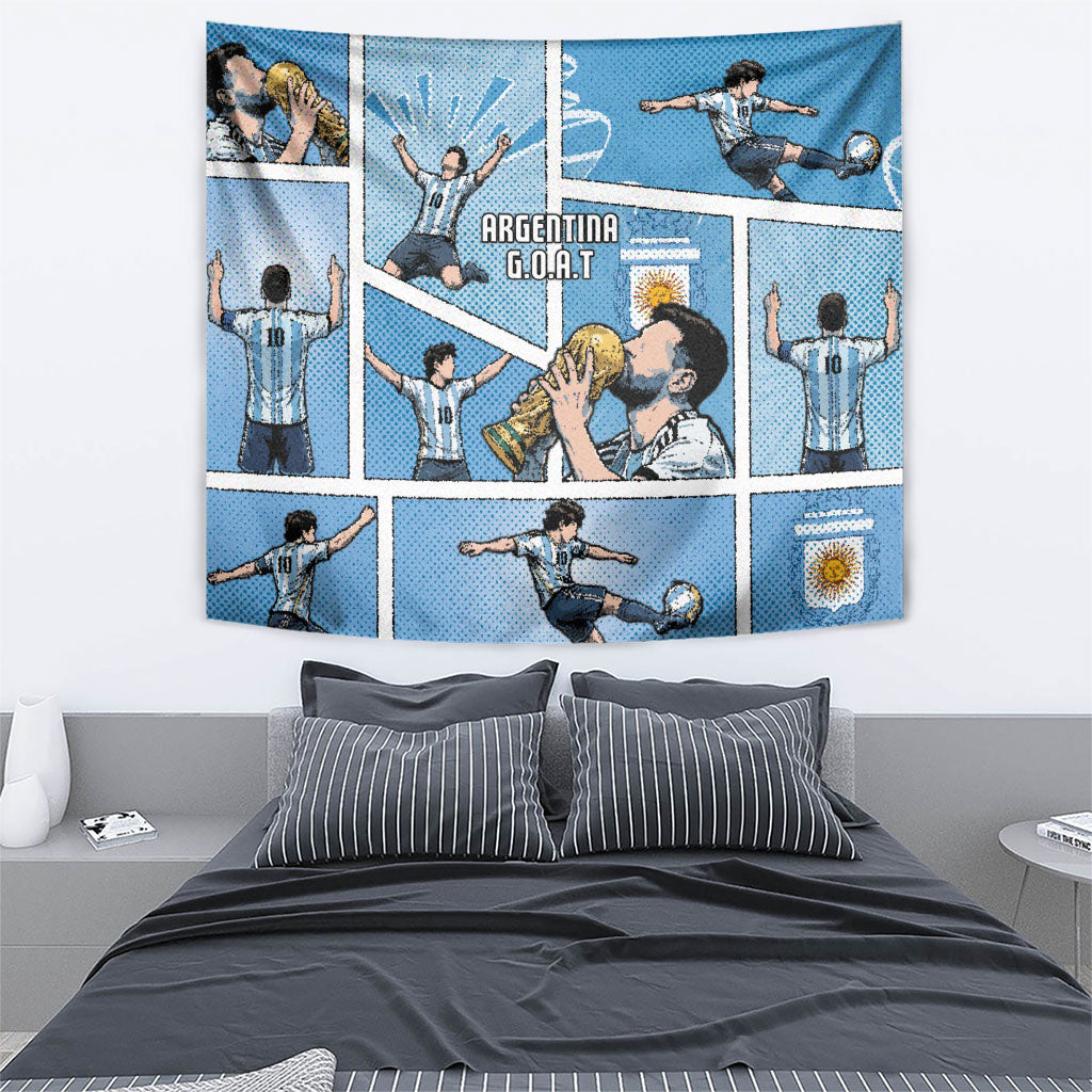Argentina Football Tapestry Goat Comic Style Sun Of May DT05 - Polynesian Pride
