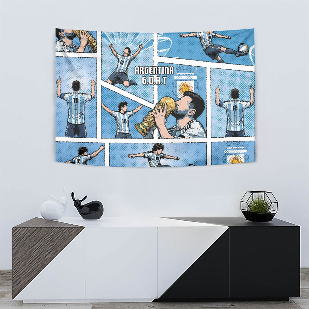 Argentina Football Tapestry Goat Comic Style Sun Of May DT05 - Polynesian Pride
