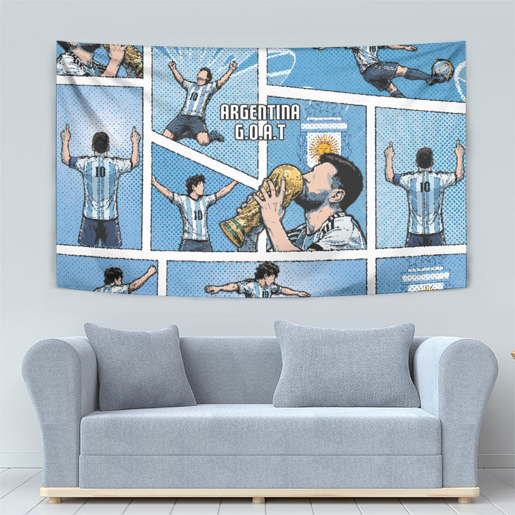 Argentina Football Tapestry Goat Comic Style Sun Of May DT05 - Polynesian Pride