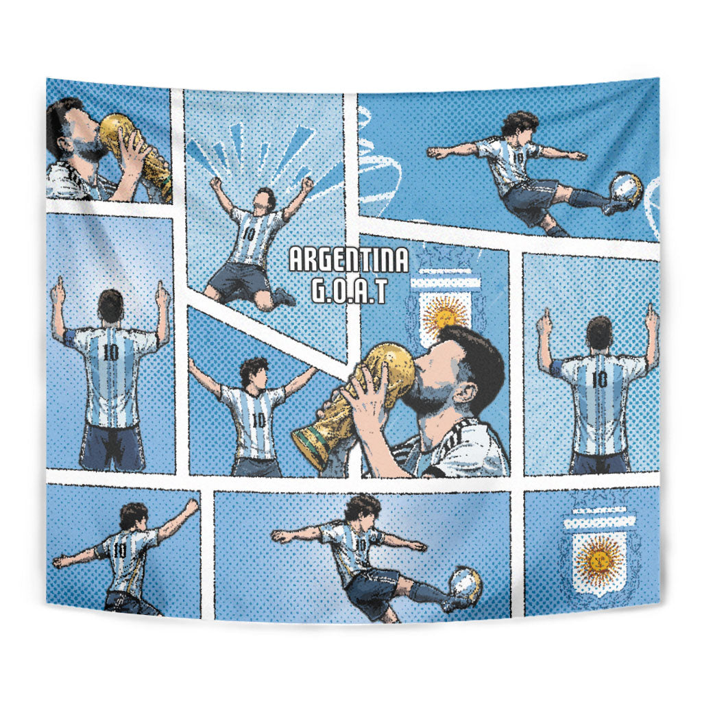 Argentina Football Tapestry Goat Comic Style Sun Of May DT05 - Polynesian Pride